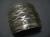 Amazing Rick Etsitty Vintage Native American Jewelry Navajo Deep Stamp Sterling Silver Bracelet-Nativo Arts