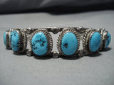 Amazing Sky Blue Turquoise Vintage Native American Navajo Sterling Silver Bracelet Old Cuff-Nativo Arts