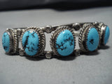 Amazing Sky Blue Turquoise Vintage Native American Navajo Sterling Silver Bracelet Old Cuff-Nativo Arts