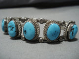 Amazing Sky Blue Turquoise Vintage Native American Navajo Sterling Silver Bracelet Old Cuff-Nativo Arts