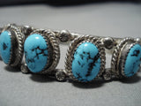 Amazing Sky Blue Turquoise Vintage Native American Navajo Sterling Silver Bracelet Old Cuff-Nativo Arts