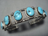 Amazing Sky Blue Turquoise Vintage Native American Navajo Sterling Silver Bracelet Old Cuff-Nativo Arts