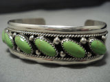 Amazing Slanted Gaspeite Vintage Native American Jewelry Navajo Sterling Silver Bracelet-Nativo Arts