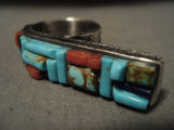 Amazing Stone Work Navajo Turquoise Brick Native American Jewelry Silver Ring-Nativo Arts