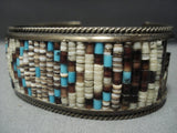 Amazing Turquoise Heishi Vintage Navajo Sterling Native American Jewelry Silver Bracelet Old Cuff-Nativo Arts