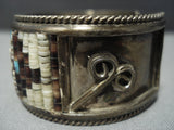 Amazing Turquoise Heishi Vintage Navajo Sterling Native American Jewelry Silver Bracelet Old Cuff-Nativo Arts