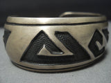 Amazing Vintage Native American Jewelry Hopi Sterling Silver Dramatic Scene Bracelet Old Cuff-Nativo Arts