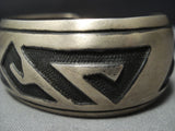 Amazing Vintage Native American Jewelry Hopi Sterling Silver Dramatic Scene Bracelet Old Cuff-Nativo Arts