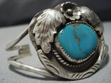 Amazing Vintage Native American Jewelry Navajo #8 Number 8 Turquoise Sterling Silver Bracelet Old-Nativo Arts