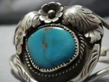 Amazing Vintage Native American Jewelry Navajo #8 Number 8 Turquoise Sterling Silver Bracelet Old-Nativo Arts