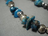 Amazing Vintage Native American Jewelry Navajo Blue Gem Turquoise Sterling Silver Necklace Old-Nativo Arts