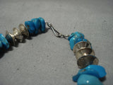 Amazing Vintage Native American Jewelry Navajo Blue Gem Turquoise Sterling Silver Necklace Old-Nativo Arts