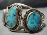 Amazing Vintage Native American Jewelry Navajo Carlin Turquoise Sterling Silver Bracelet Cuff Old-Nativo Arts
