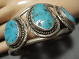 Amazing Vintage Native American Jewelry Navajo Carlin Turquoise Sterling Silver Bracelet Cuff Old-Nativo Arts
