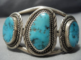 Amazing Vintage Native American Jewelry Navajo Carlin Turquoise Sterling Silver Bracelet Cuff Old-Nativo Arts