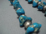 Amazing Vintage Native American Jewelry Navajo Cerrillos Turquoise Sterling Silver Necklace Old-Nativo Arts