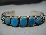 Amazing Vintage Native American Jewelry Navajo Domed Turquoise Sterling Silver Flower Bracelet-Nativo Arts