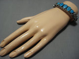 Amazing Vintage Native American Jewelry Navajo Domed Turquoise Sterling Silver Flower Bracelet-Nativo Arts