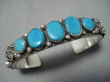 Amazing Vintage Native American Jewelry Navajo Domed Turquoise Sterling Silver Flower Bracelet-Nativo Arts