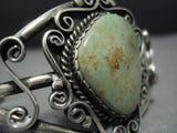 Amazing Vintage Native American Jewelry Navajo Green Royston Turquoise Sterling Silver Bracelet Old Cuff-Nativo Arts