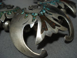 Amazing Vintage Native American Jewelry Navajo Kachina Sterling Silver Turquoise Squash Blossom Necklace-Nativo Arts