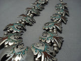 Amazing Vintage Native American Jewelry Navajo Kachina Sterling Silver Turquoise Squash Blossom Necklace-Nativo Arts