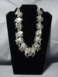 Amazing Vintage Native American Jewelry Navajo Kachina Sterling Silver Turquoise Squash Blossom Necklace-Nativo Arts