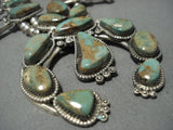 Amazing Vintage Native American Jewelry Navajo Royston Turquoise Sterling Silver Squash Blossom Necklace-Nativo Arts