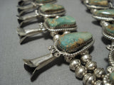 Amazing Vintage Native American Jewelry Navajo Royston Turquoise Sterling Silver Squash Blossom Necklace-Nativo Arts