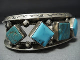 Amazing Vintage Native American Jewelry Navajo Sky Blue Turquoise Sterling Silver Chapo Bracelet-Nativo Arts