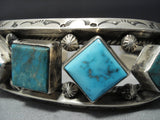 Amazing Vintage Native American Jewelry Navajo Sky Blue Turquoise Sterling Silver Chapo Bracelet-Nativo Arts