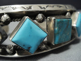 Amazing Vintage Native American Jewelry Navajo Sky Blue Turquoise Sterling Silver Chapo Bracelet-Nativo Arts