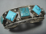 Amazing Vintage Native American Jewelry Navajo Sky Blue Turquoise Sterling Silver Chapo Bracelet-Nativo Arts
