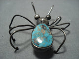 Amazing Vintage Native American Jewelry Navajo Sterling Silver Big Turquoise Coral Pin Old-Nativo Arts