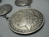 Amazing Vintage Native American Jewelry Navajo Sterling Silver Coin Squash Blossom Necklace-Nativo Arts
