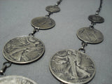 Amazing Vintage Native American Jewelry Navajo Sterling Silver Coin Squash Blossom Necklace-Nativo Arts