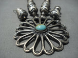 Amazing Vintage Native American Jewelry Navajo Sterling Silver Concho Turquoise Necklace Old-Nativo Arts