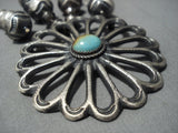 Amazing Vintage Native American Jewelry Navajo Sterling Silver Concho Turquoise Necklace Old-Nativo Arts