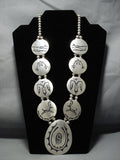 Amazing Vintage Native American Jewelry Navajo Sterling Silver Squash Blossom Necklace Old-Nativo Arts