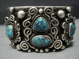 Amazing Vintage Native American Jewelry Navajo Sterling Silver Turquoise Heavy 118 Gram Bracelet Old-Nativo Arts