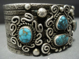 Amazing Vintage Native American Jewelry Navajo Sterling Silver Turquoise Heavy 118 Gram Bracelet Old-Nativo Arts