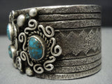 Amazing Vintage Native American Jewelry Navajo Sterling Silver Turquoise Heavy 118 Gram Bracelet Old-Nativo Arts