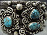 Amazing Vintage Native American Jewelry Navajo Sterling Silver Turquoise Heavy 118 Gram Bracelet Old-Nativo Arts