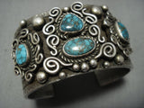 Amazing Vintage Native American Jewelry Navajo Sterling Silver Turquoise Heavy 118 Gram Bracelet Old-Nativo Arts