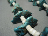 Amazing Vintage Native American Jewelry Navajo Sterling Silver Turquoise Necklace Old Pawn-Nativo Arts