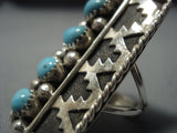 Amazing Vintage Native American Jewelry Navajo Sterling Silver Turquoise Rug Ring Old Jewelry-Nativo Arts