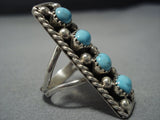 Amazing Vintage Native American Jewelry Navajo Sterling Silver Turquoise Rug Ring Old Jewelry-Nativo Arts