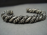 Amazing Vintage Native American Jewelry Navajo Thick Spiral Sterling Silver Bracelet Old-Nativo Arts