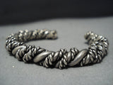 Amazing Vintage Native American Jewelry Navajo Thick Spiral Sterling Silver Bracelet Old-Nativo Arts