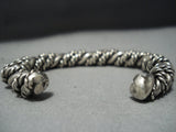 Amazing Vintage Native American Jewelry Navajo Thick Spiral Sterling Silver Bracelet Old-Nativo Arts